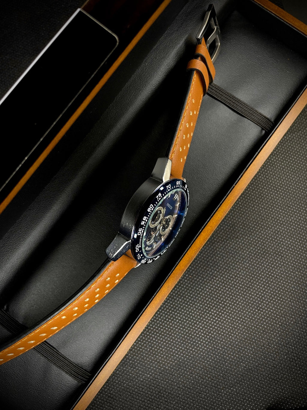 INSUCH ORIGINAL CHRONOGRAPH - BLUE DIAL WITH BROWN STRAPS