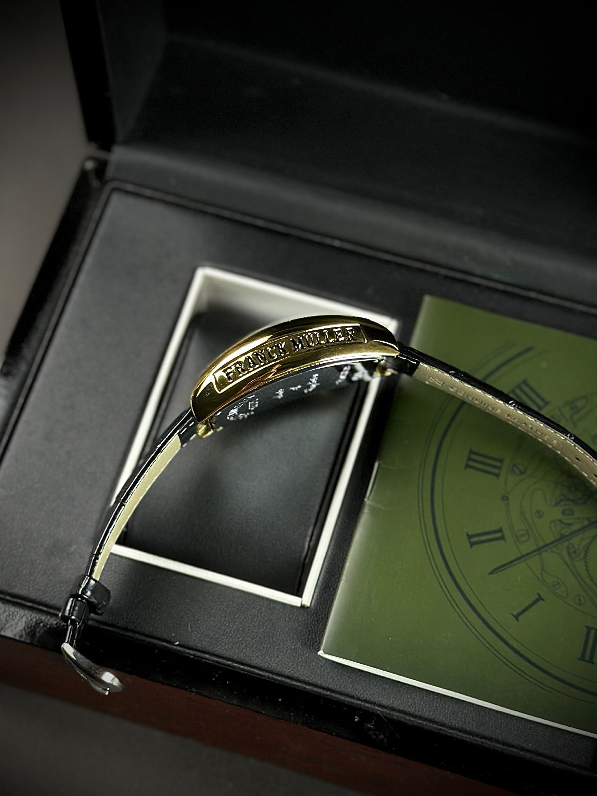 FM - SILENT LUXURY - WHIITE DIAL GOLDEN CASE WITH PREMIUM BLACK LEATHER STRAPS