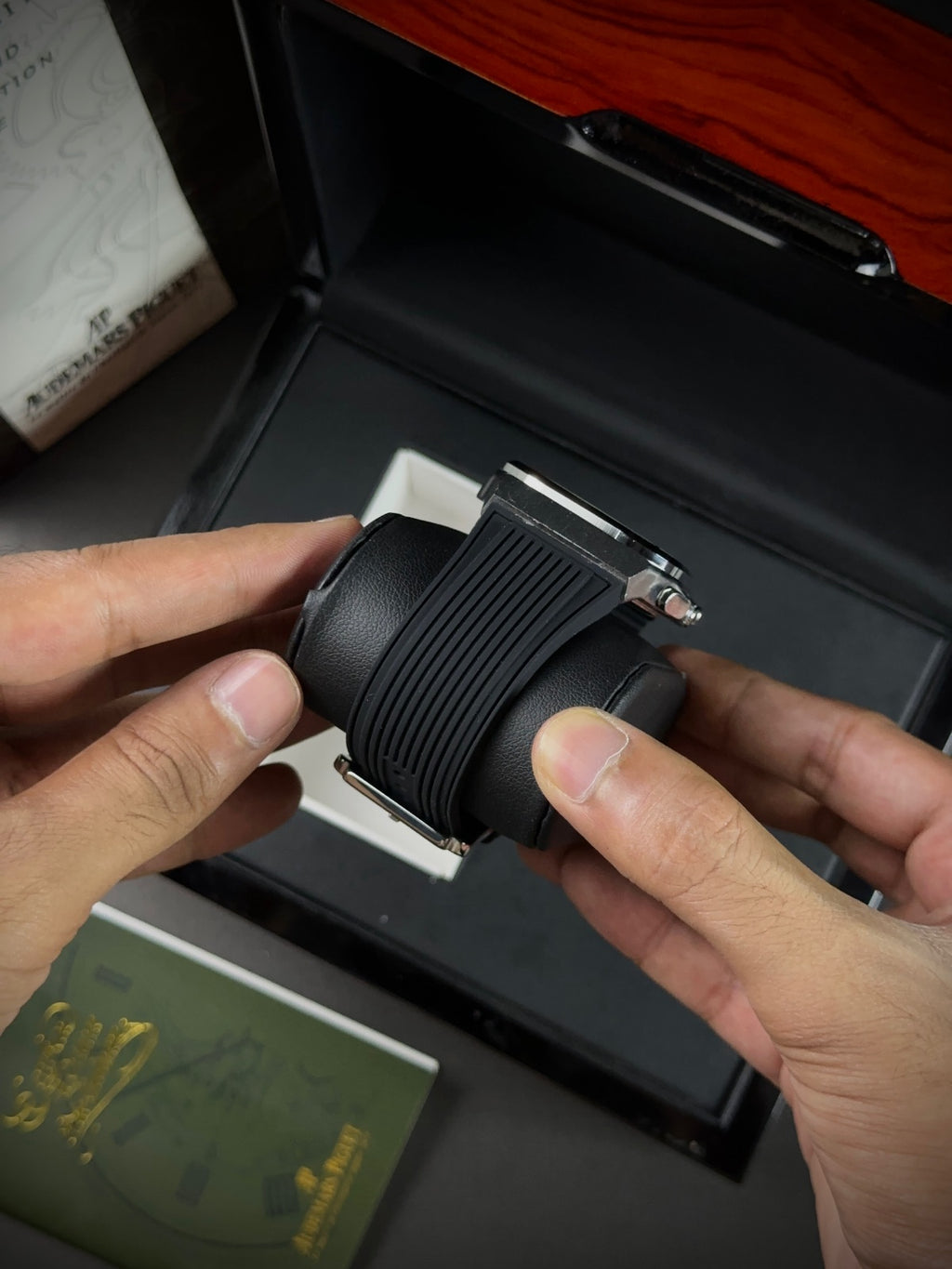 AP CHRONOGRAPH - SILVER CASE X BLACK DIAL & SILICONE STRAPS WATCH