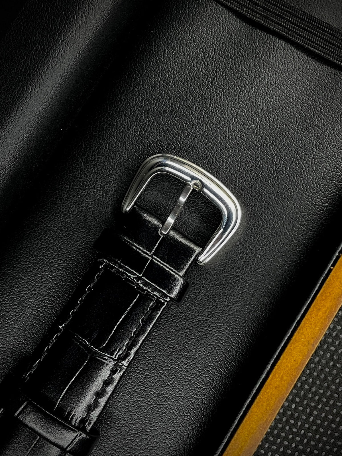 FM CHRONO WORKING WATCH - COPPER CASE BLACK DIAL - BLACK STRAPS WATCH