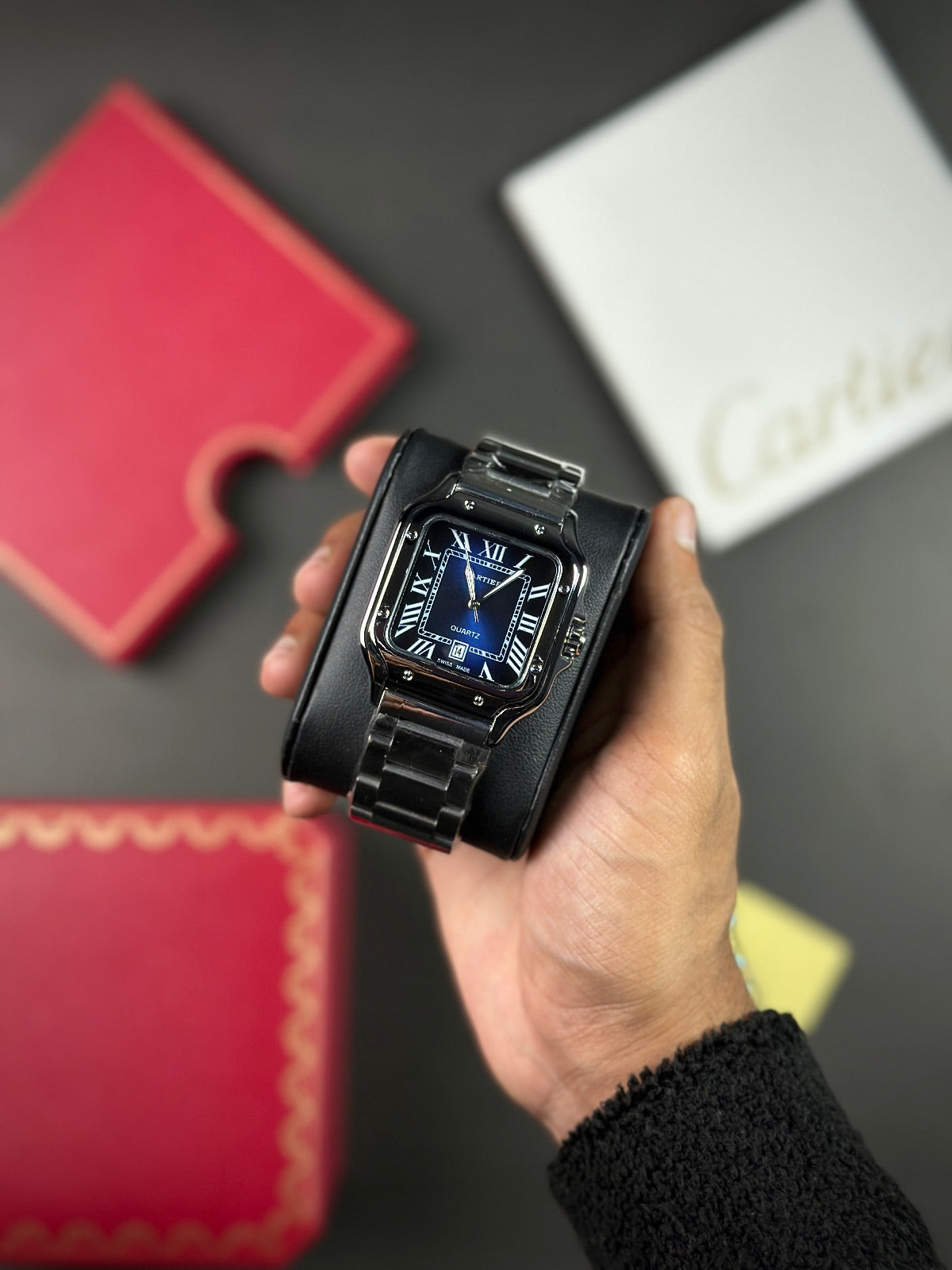 CTR SANTOS BLUE DIAL WITH SILVER CASE - HEAVYWEIGHT WATCH