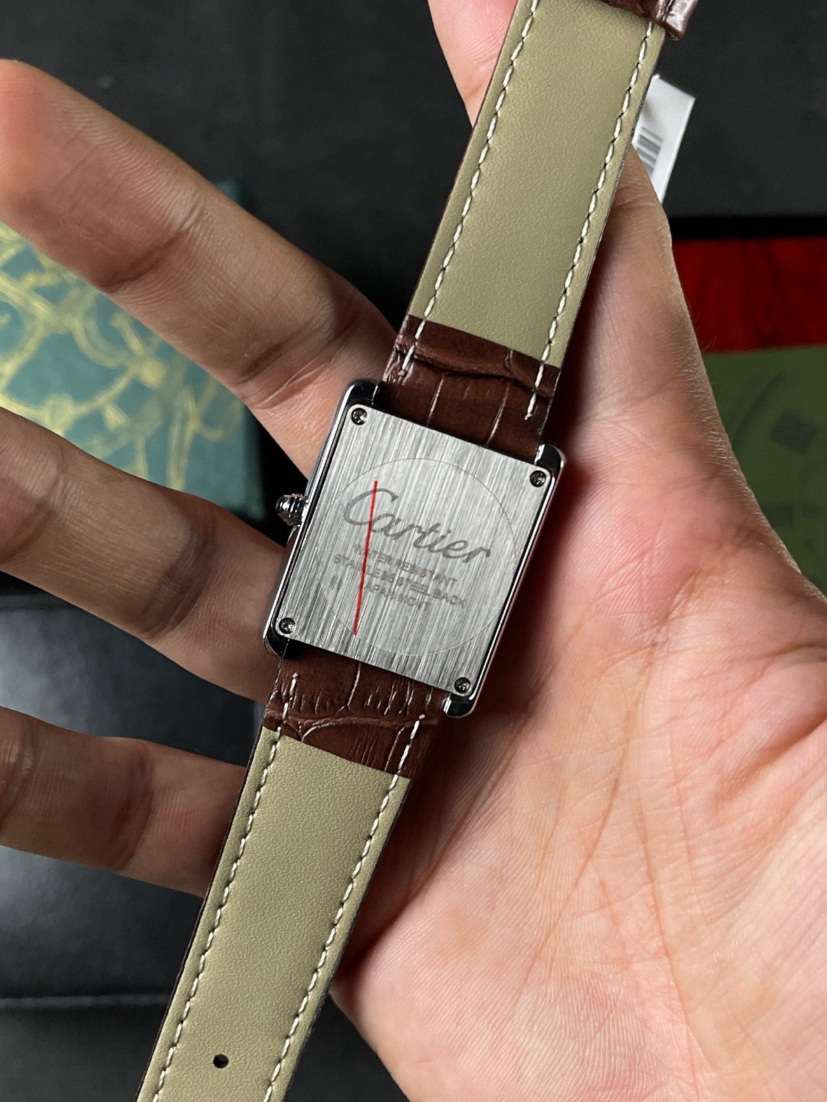 CTR TANK SILVER CASE WHITE DIAL WITH BROWN STRAPS - PREMIUM_GRDE WATCH