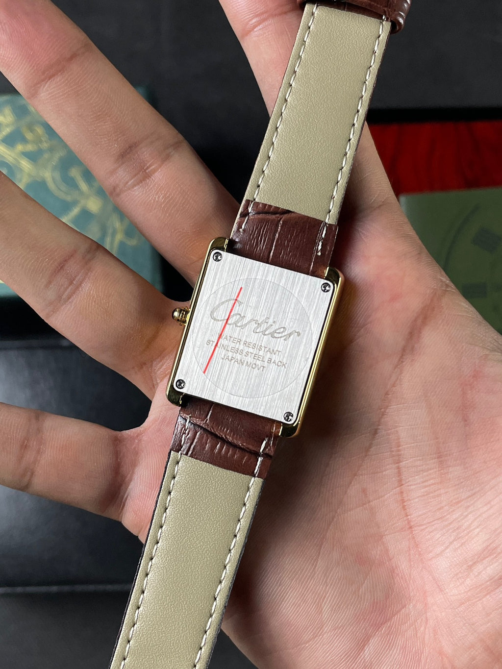 CTR TANK GOLDEN CASE WHITE DIAL WITH BROWN STRAPS - PREMIUM_GRDE WATCH