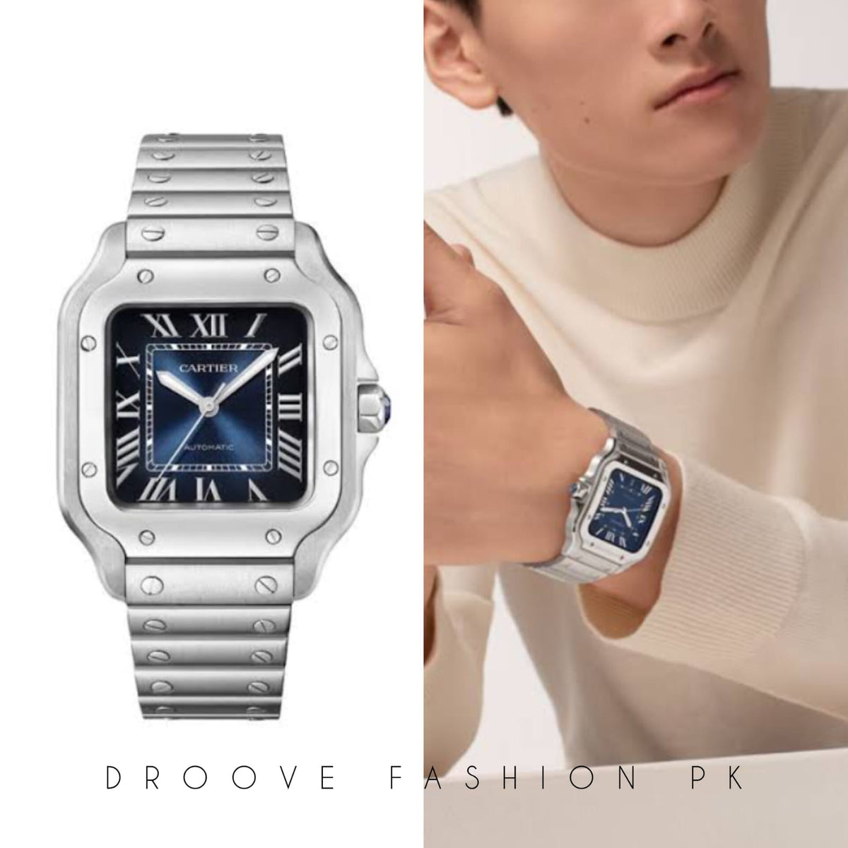 CTR SANTOS BLUE DIAL WITH SILVER CASE - HEAVYWEIGHT WATCH