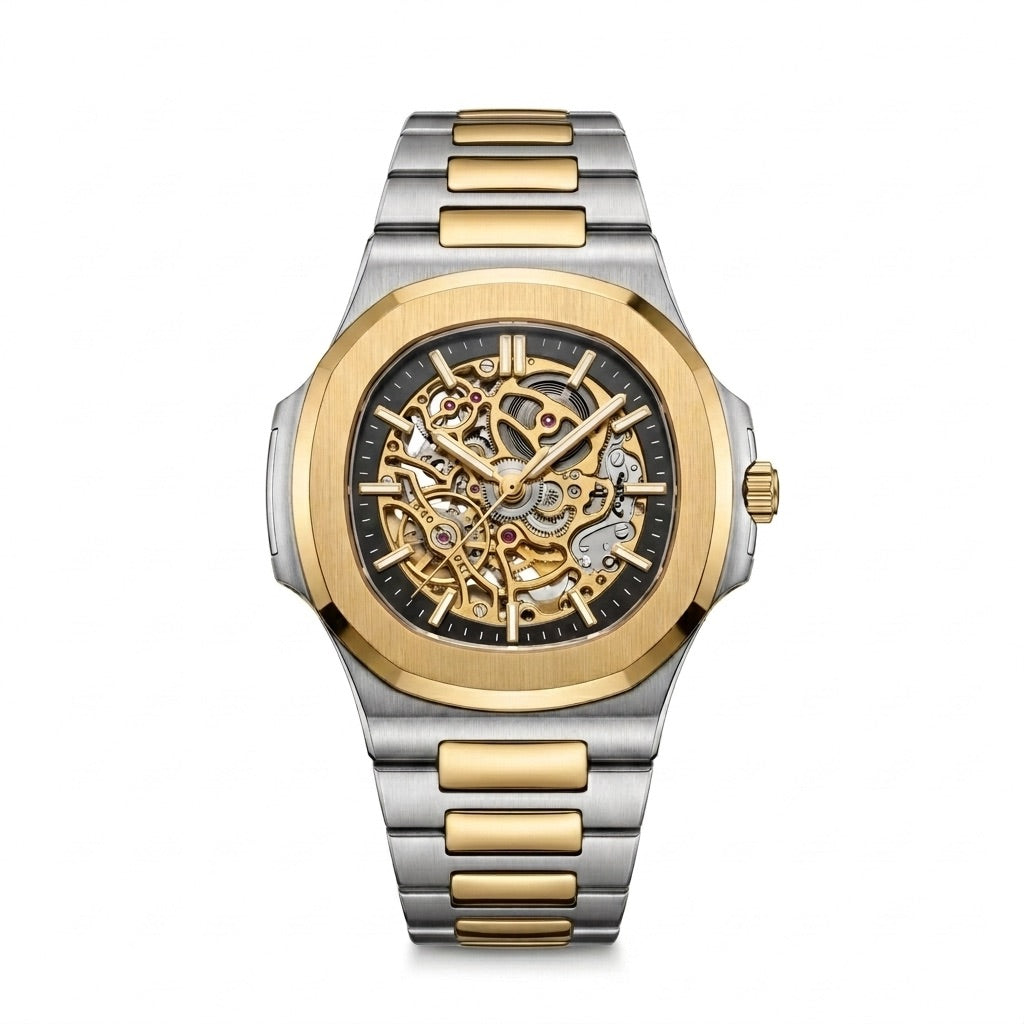BSTWN NAUTILUS ORIGINAL TWO TONE AUTOMATIC SKELETON WATCH