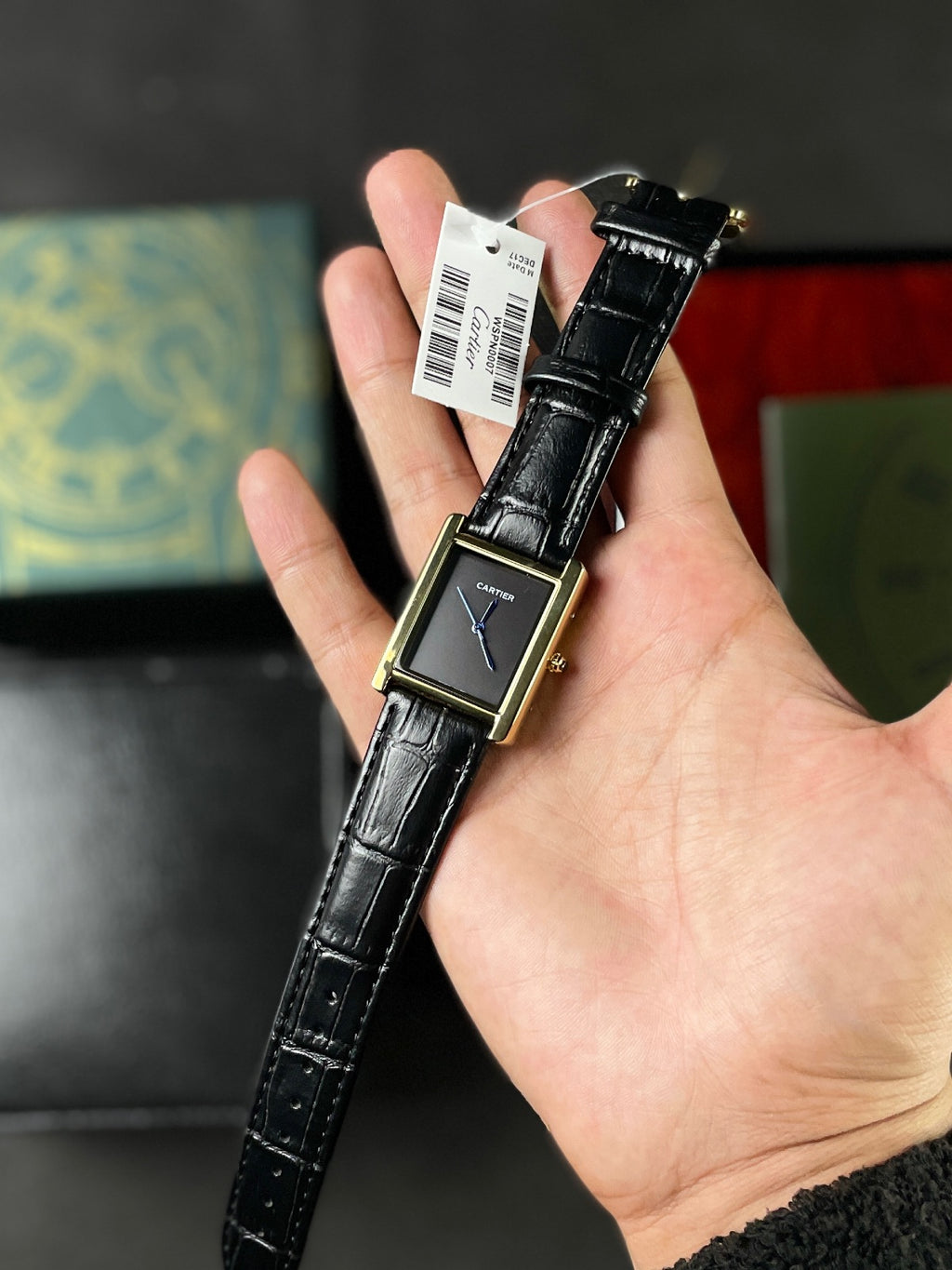 CTR TANK GOLDEN CASE BLACK DIAL WITH BLACK STRAPS - PREMIUM_GRDE WATCH