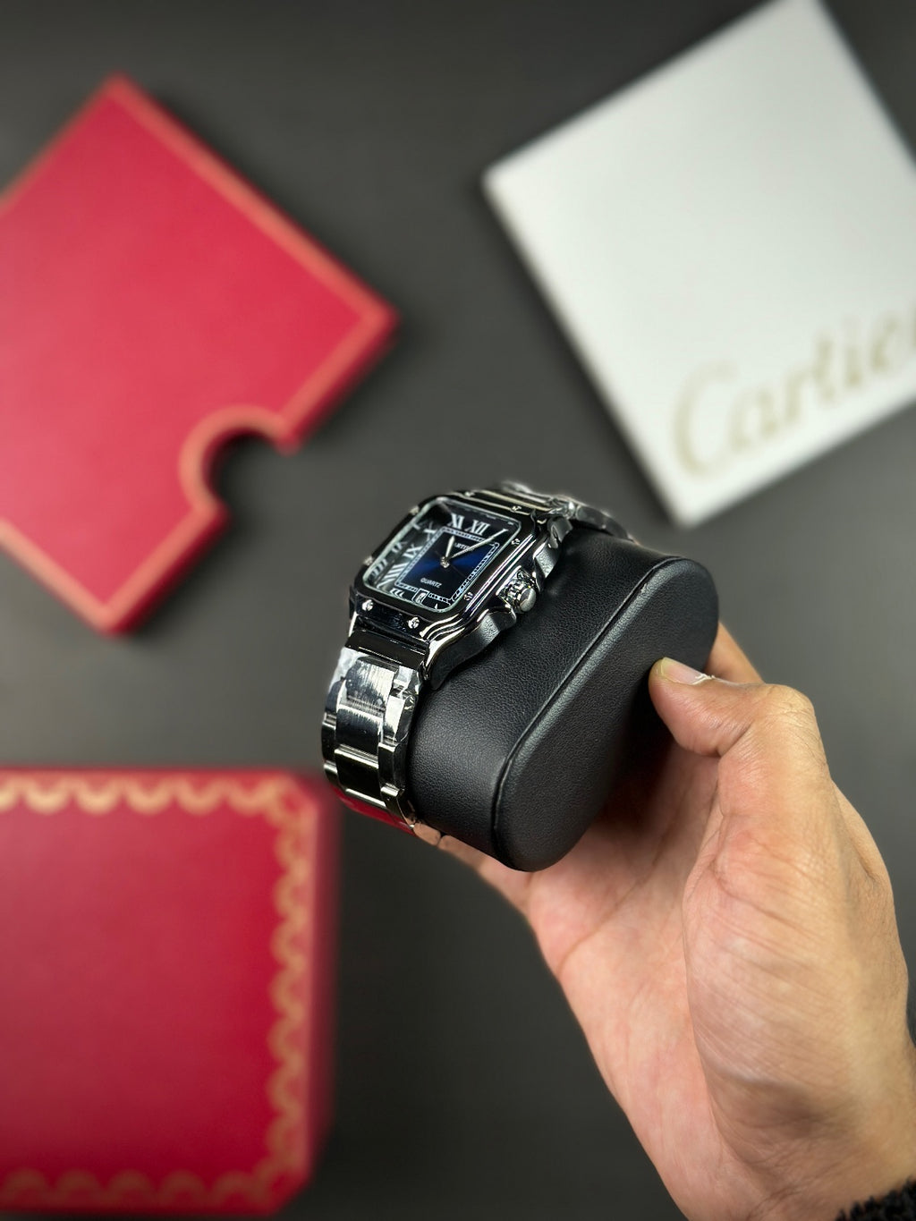 CTR SANTOS BLUE DIAL WITH SILVER CASE - HEAVYWEIGHT WATCH