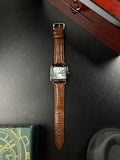 EMRLD DUMONT - SILVER CASE WHITE DIAL WITH SHINE BROWN STRAPS