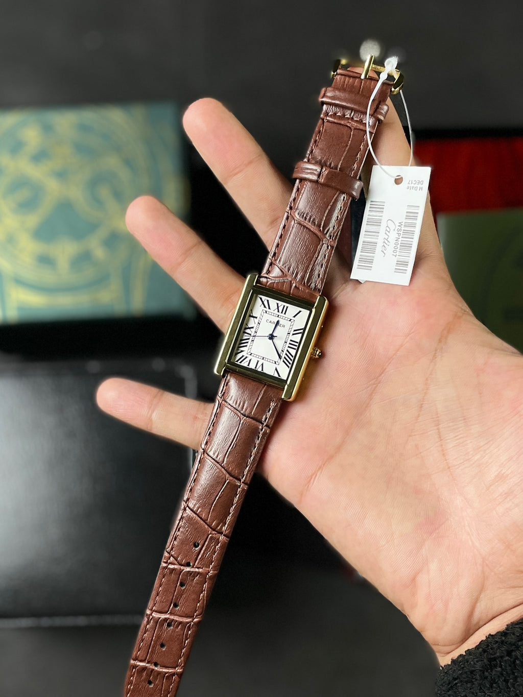 CTR TANK GOLDEN CASE WHITE DIAL WITH BROWN STRAPS - PREMIUM_GRDE WATCH